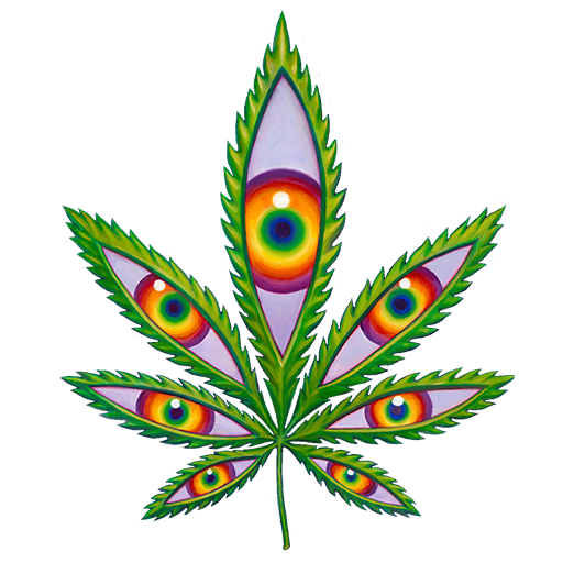 Higher Vsion Cannabis Leaf painting by Alex Grey